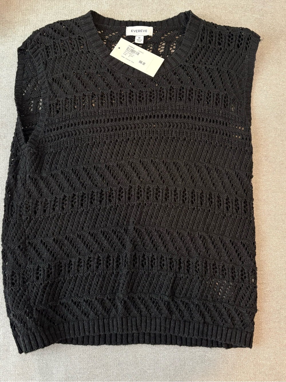 Evereve black crochet sweater tank NWT